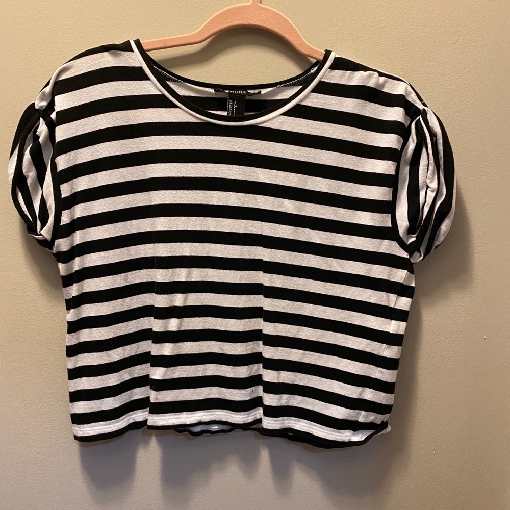 Striped long crop top